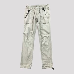 Abercrombie & Fitch Utility Pants Mens 30x32 Beige Zip Pocket Drawstring Hem